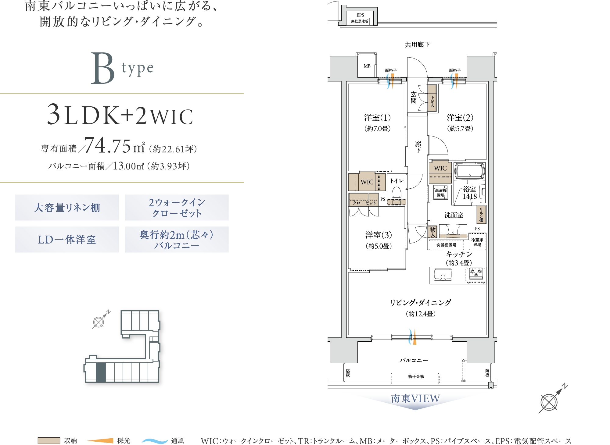 Btype 3LDK+2WIC